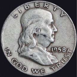 Half Dollar 1958 D Franklin...