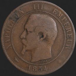 France - 1854 BB - 10 Cts -...