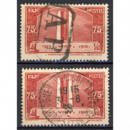 YT 316 - Oblitéré Vimy - 2 ex