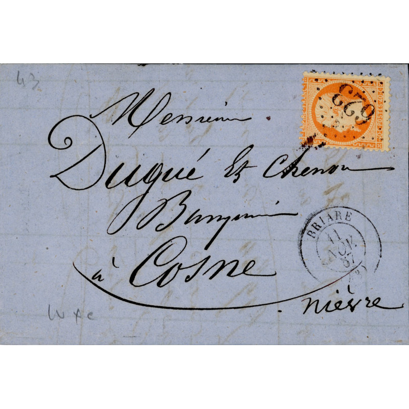 23 Oblitéré GC 623 du 11/11/1857 - Depart Briare - Cote 60 Euros