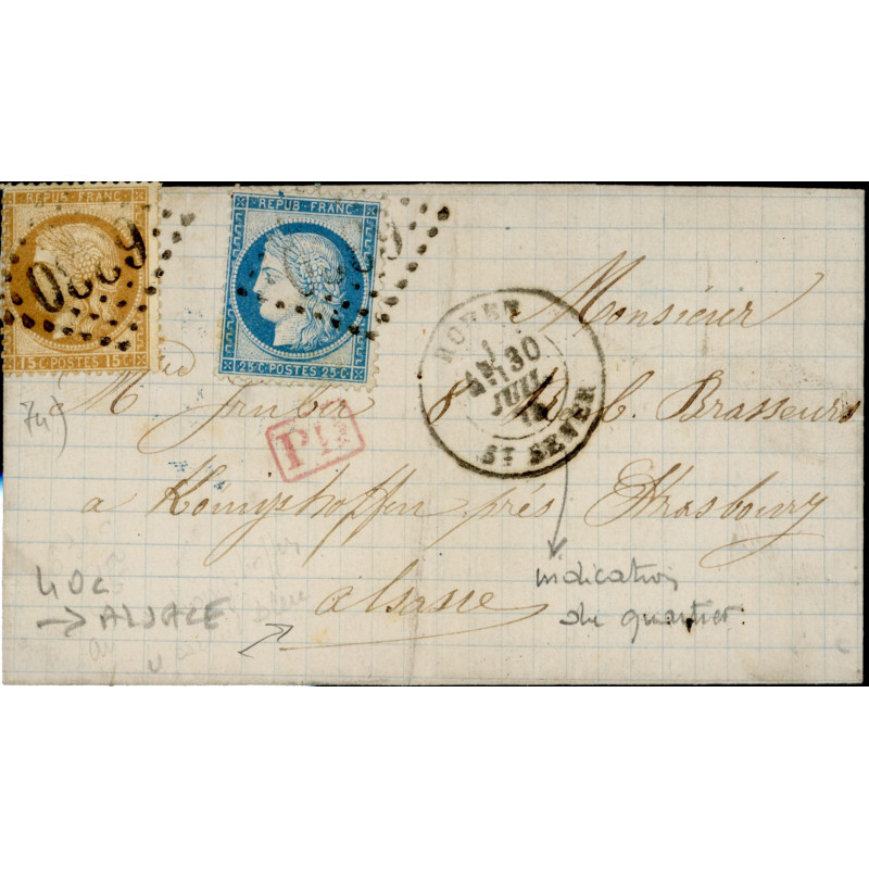 55 & 60C Oblitéré GC 6330 - Depart Rouen (Saint Sever) -   - Cote 58 Euros