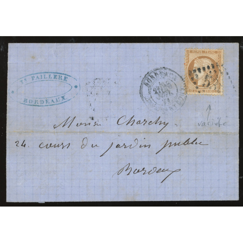 36 Oblitéré  du 1871 - Depart Bordeaux (32) - Cote 200 Euros