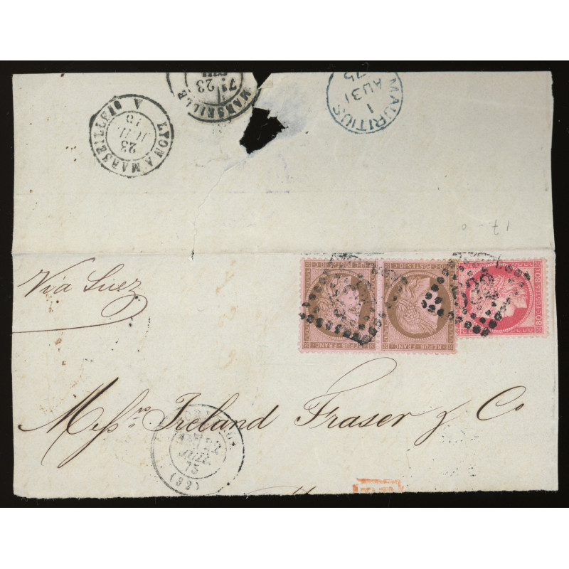 57 & 58 Oblitéré GC 532 du 23/07/1875 - Depart Bordeaux (32) -   - Cote 208 Euros