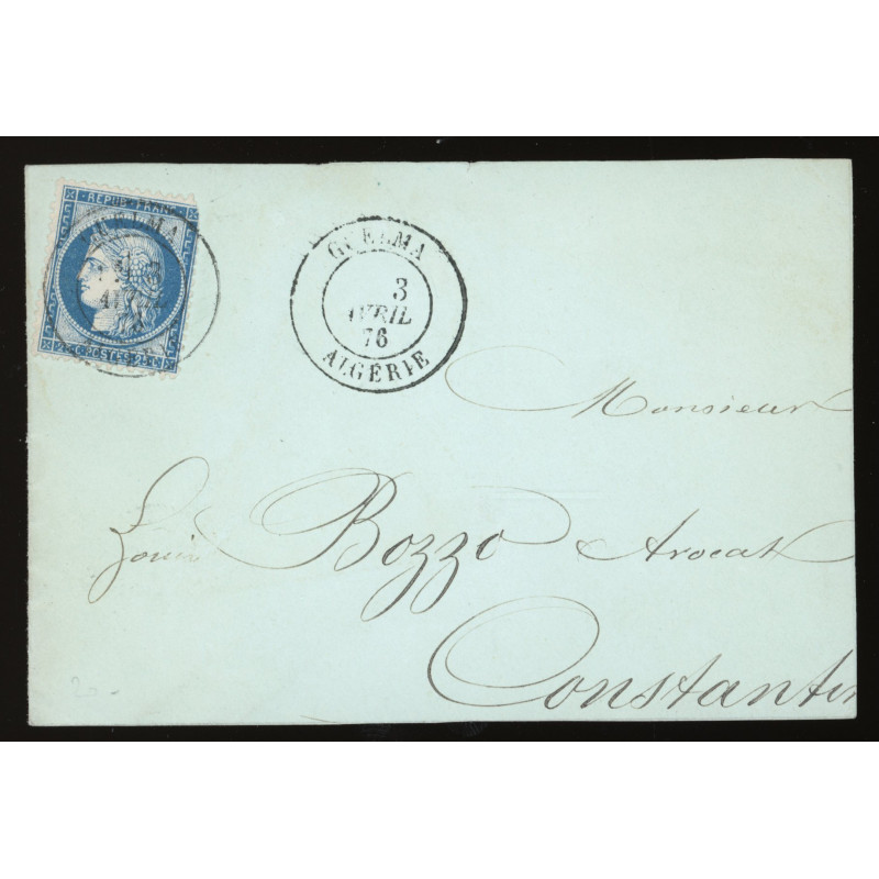 60A Oblitéré Cachet a Date du 03/04/1876 - Depart Guelma (Algerie) - Cote 84 Euros
