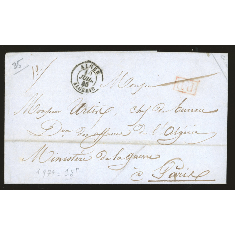 Oblitéré  du 10/07/1845 - Depart Alger (Algérie) -   - Cote 65 Euros