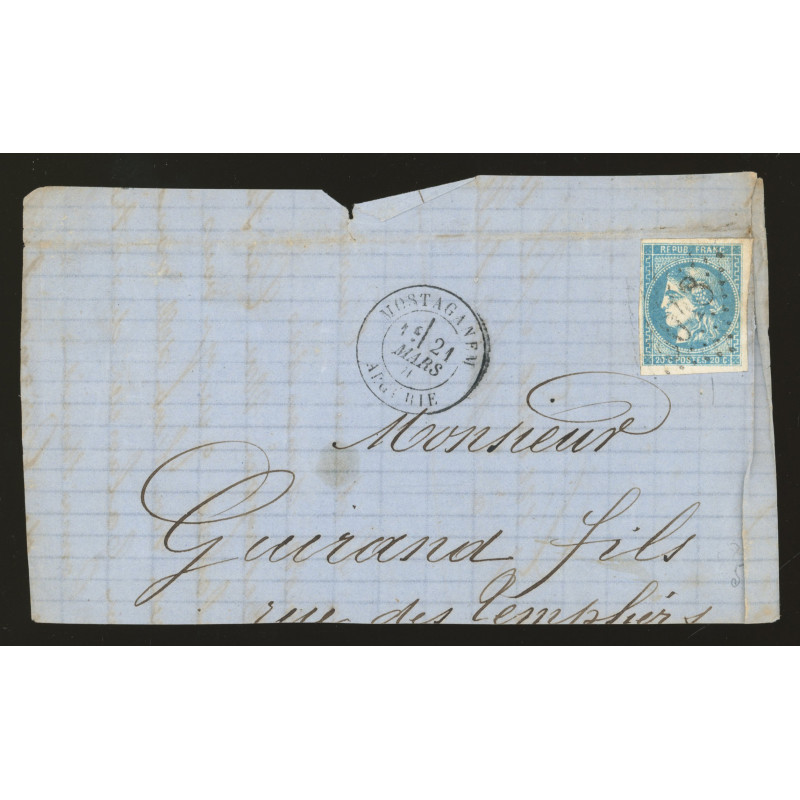 46B Oblitéré GC 5048 du 21/03/1871 - Depart Mostaganem (Algerie) - Cote 58 Euros