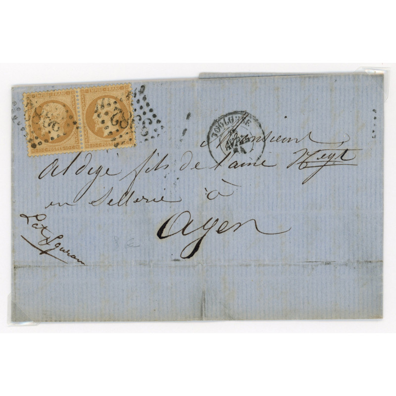 21 Oblitéré GC 3982 du 1864 - Depart Toulouse (30) - Paire - Cote 43 Euros