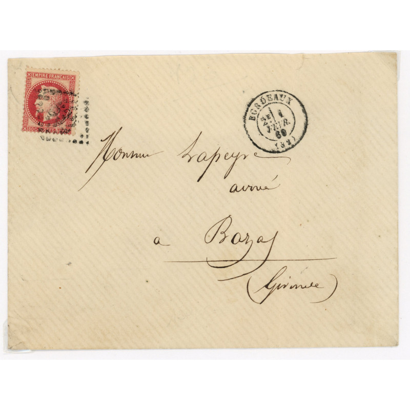 32 Oblitéré GC 532 du 01/02/1860 - Depart Bordeaux (32) - Cote 53 Euros