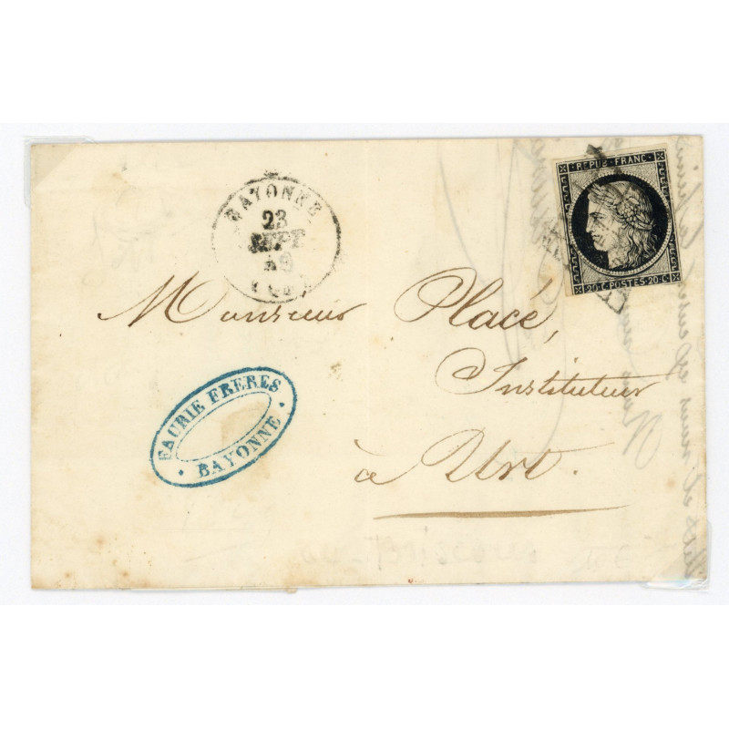 3 Oblitéré Grille du 23/09/1849 - Depart Bayonne (64) - Cote 120 Euros