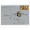 13 Oblitéré N du 16/11/1859 - Depart Paris (60) - 2 Timbres - Cote 50 Euros