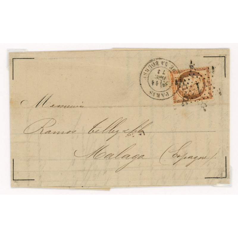 38 Oblitéré Etoile 1 du 1873 - Depart Paris (60) - Cote 50 Euros