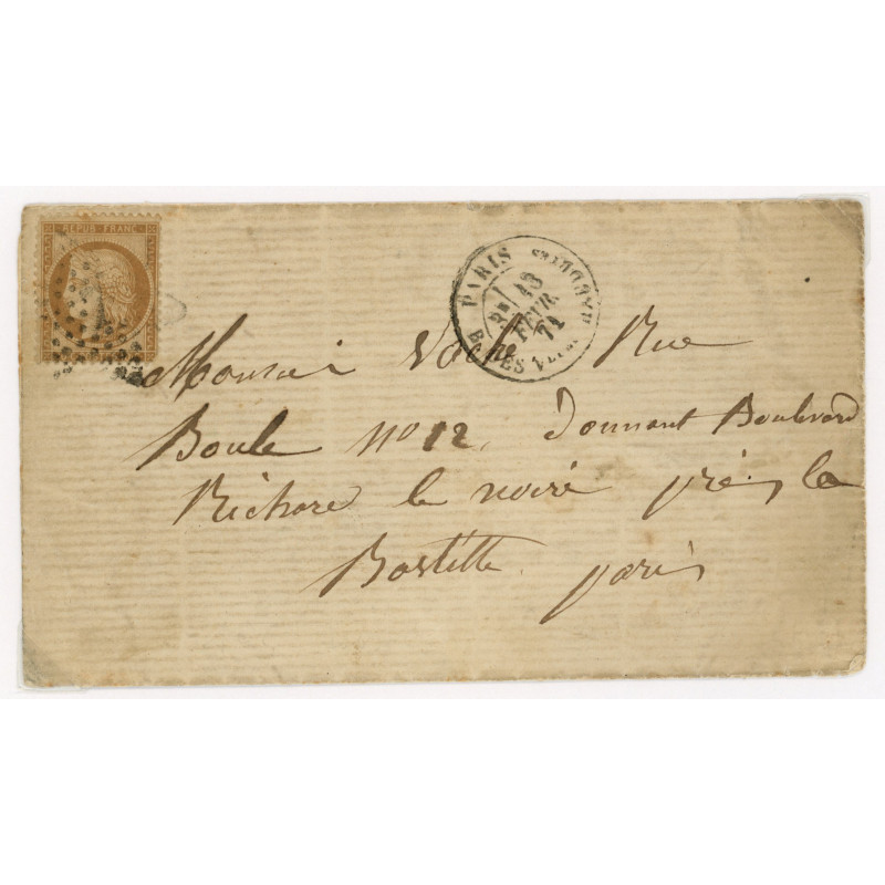 36 Oblitéré Etoile 7 du 13/02/1871 - Depart Paris (60) - Cote 200 Euros