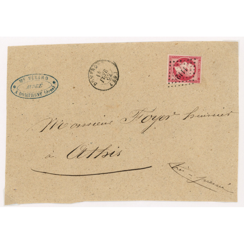 17 Oblitéré PC 1112 du 14/02/1862 - Depart Domfront (59) - Cote 155 Euros