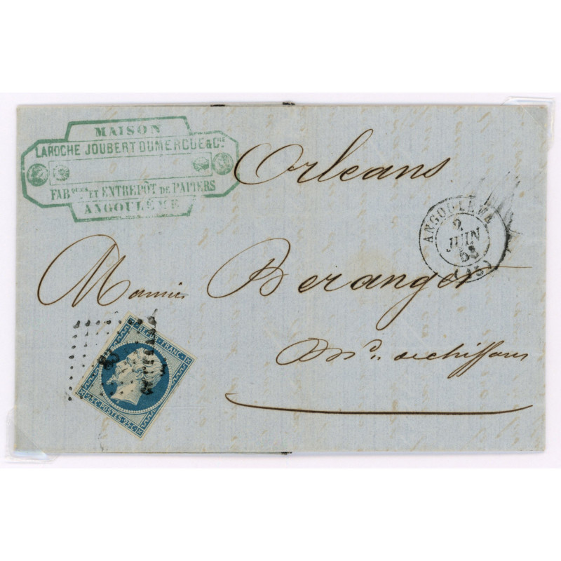 10 Oblitéré PC 83 du 02/06/1855 - Depart Angouleme (15) - Cote 83 Euros