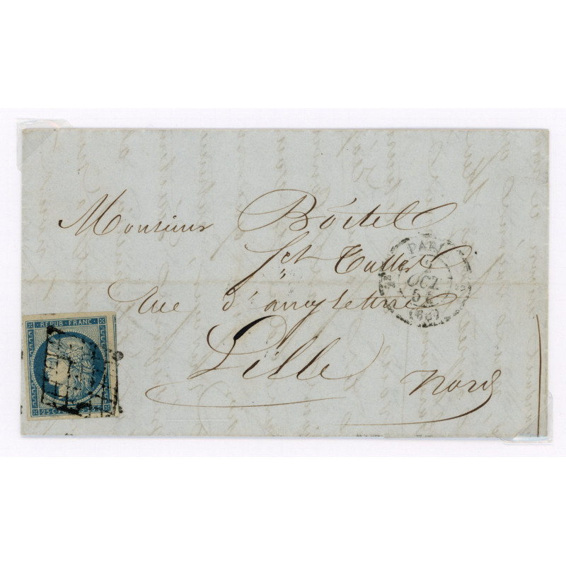4 Oblitéré Grille du 02/10/1851 - Depart Paris (60) - Cote 100 Euros