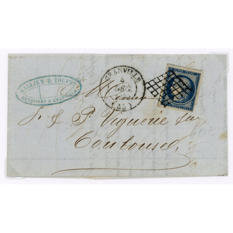 4 Oblitéré Grille du 04/12/1850 - Depart Granville (48) - Cote 100 Euros