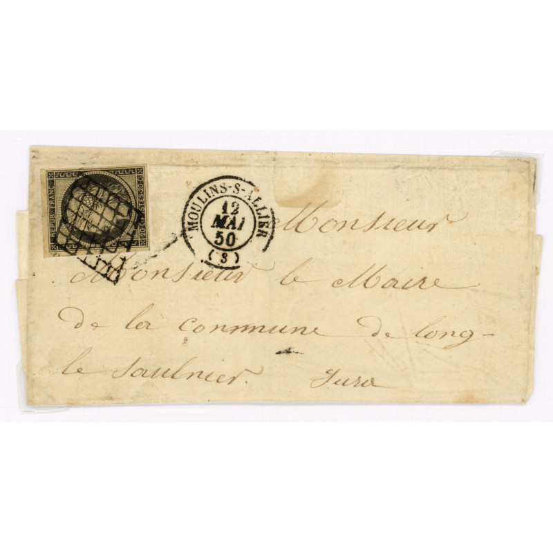 3 Oblitéré Grille du 12/05/1850 - Depart Moulins sur Allier (3) - Cote 120 Euros