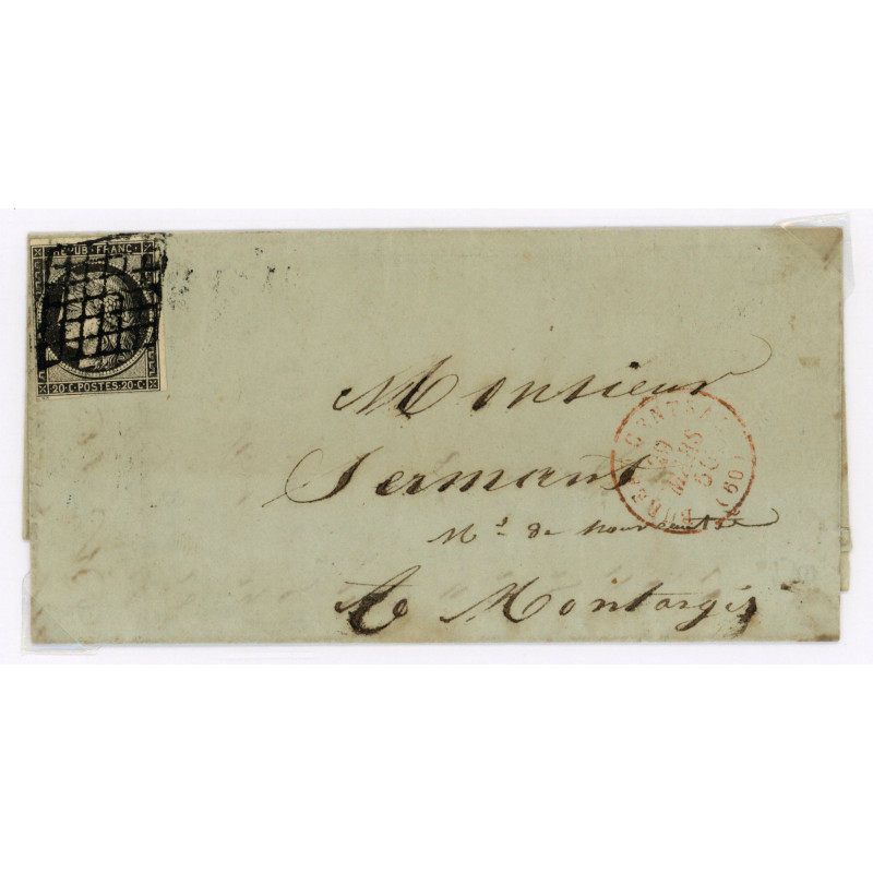 3 Oblitéré Grille du 29/03/1850 - Depart Bureau Central (60) - Cote 120 Euros