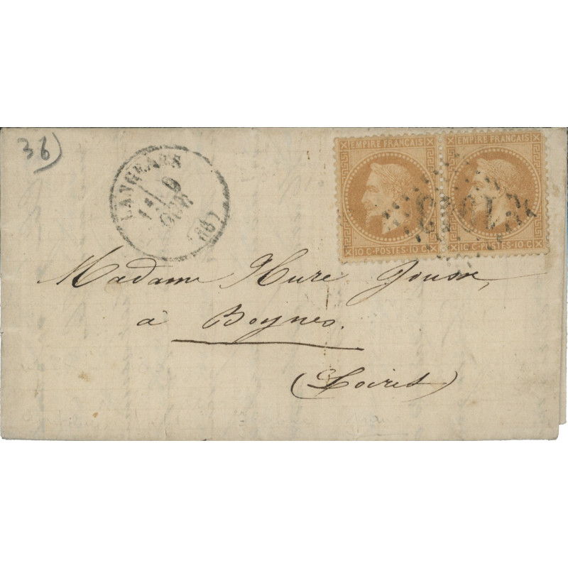 28 Oblitéré GC 1943 - Depart Langeais - Paire - Cote 135 Euros