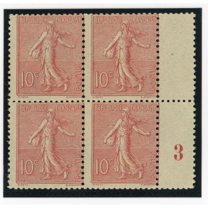 YT 129 - Neuf xx - Millesime 3 en bloc de 4 - Type I - Cote 120