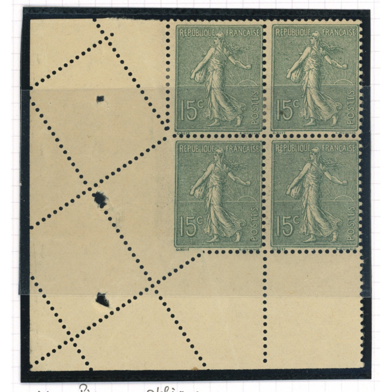 YT 130 - Neuf xx - Variete - Piquage Oblique - Bloc de 4