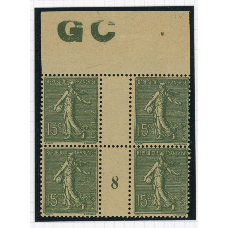 YT 130 - Neuf xx - Bloc de 4 - Millesime 8 avec manchette GC