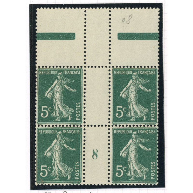 YT 137 - Neuf xx - Bloc de 4 - Millesime 8 - "8" renverse - Cote 200