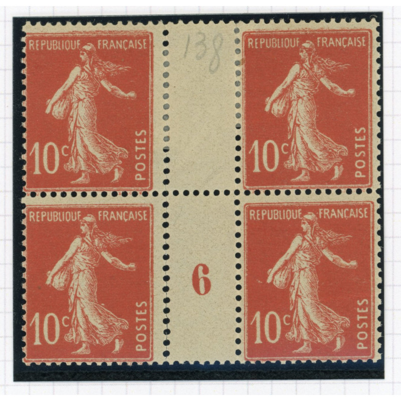 YT 138 - Neuf xx - Bloc de 4 - Millesime 6