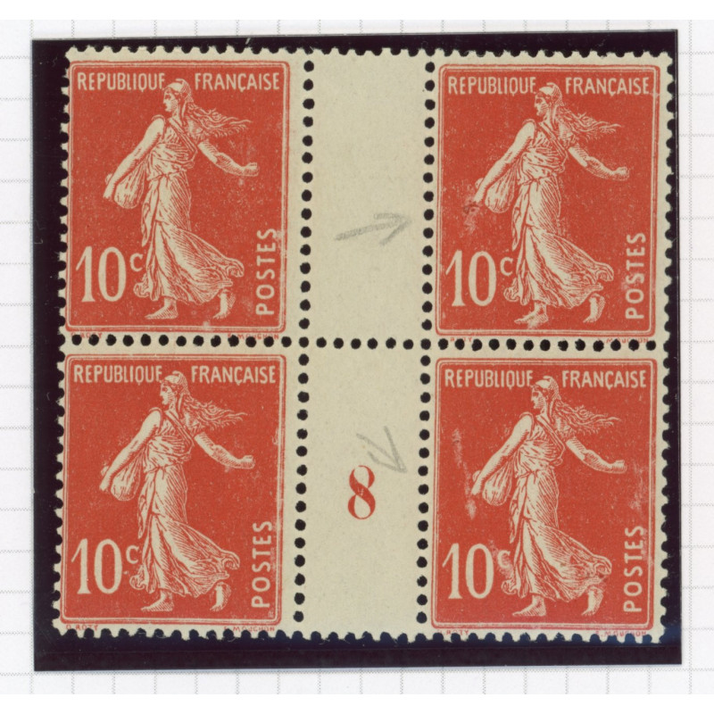 YT 138 - Neuf xx - Variete - Chenille-Millesime 8 - Bloc de 4