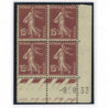 YT 189 - Neuf xx - Bloc de 4 - Coin date 8/8/33