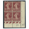 YT 189 - Neuf xx - Bloc de 4 - Coin date 21/7/37