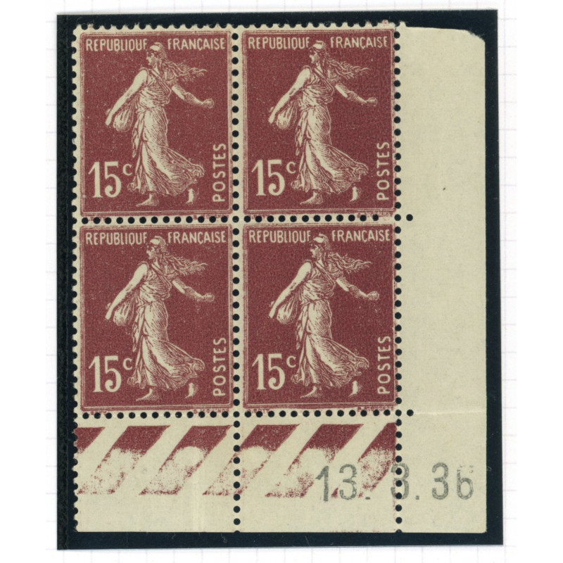 YT 189 - Neuf xx - Bloc de 4 - Coin date 13/3/36