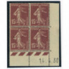 YT 189 - Neuf xx - Bloc de 4 - Coin date 14/4/30