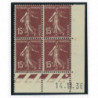 YT 189 - Neuf xx - Bloc de 4 - Coin date 14/11/36
