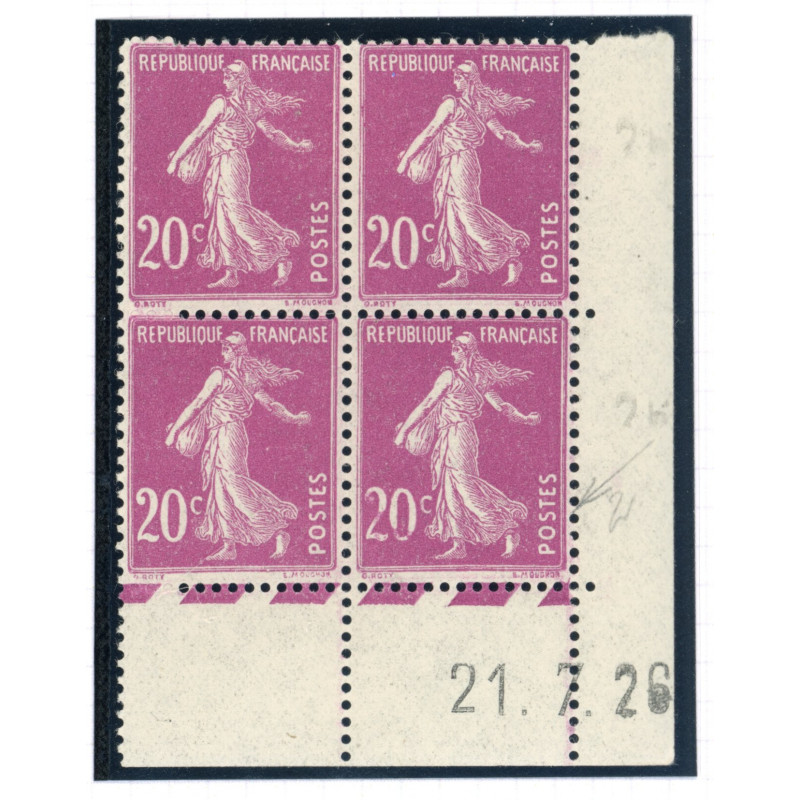 YT 190 - Neuf xx - Bloc de 4 - Coin date 21/7/26