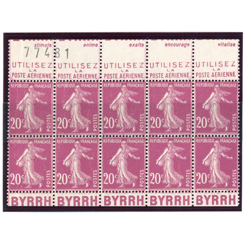 YT 190 - Neuf xx - Bloc de 10 - Pub de Carnet