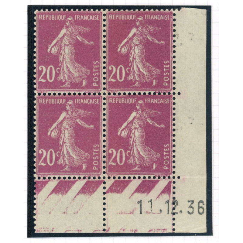 YT 190 - Neuf xx - Bloc de 4 - Coin date 11/12/36