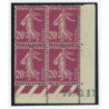 YT 190 - Neuf xx - Bloc de 4 - Coin date 28/10/37