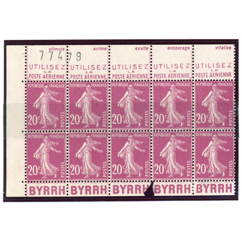 YT 190 - Neuf xx - Bloc de 10 - Pub de Carnet