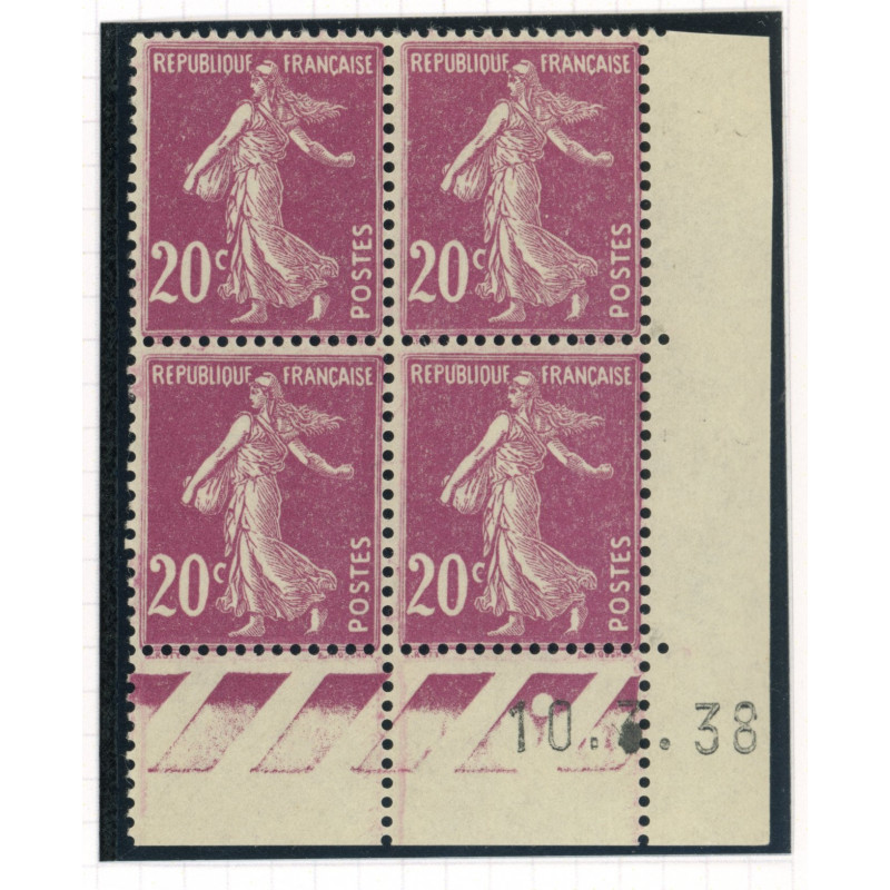 YT 190 - Neuf xx - Bloc de 4 - Coin date - Variete sur la date