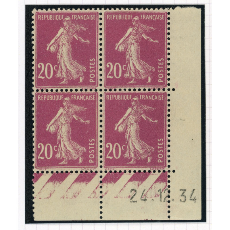 YT 190 - Neuf xx - Bloc de 4 - Coin date 24/12/34