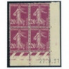 YT 190 - Neuf xx - Bloc de 4 - Coin date 27/9/37
