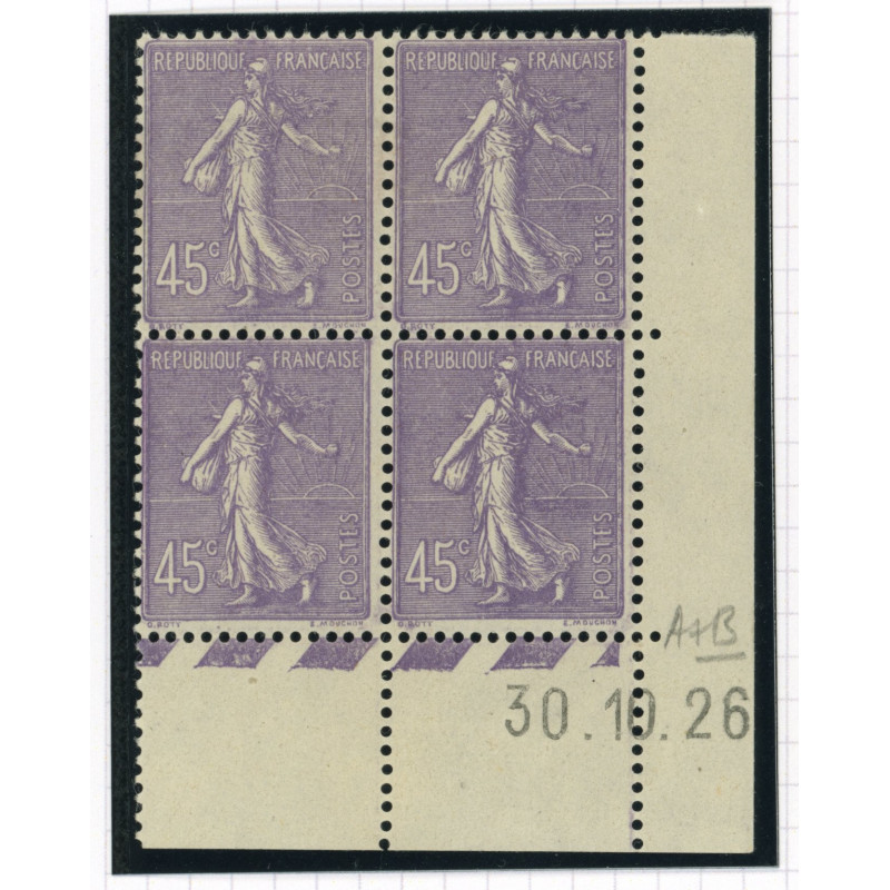 YT 197 - Neuf xx - Bloc de 4 - Coin date 30/10/26