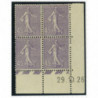 YT 197 - Neuf x - Bloc de 4 - Coin date 29/10/26