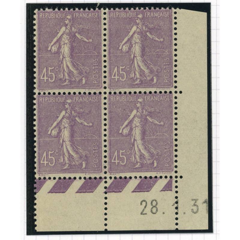 YT 197 - Neuf xx - Bloc de 4 - Coin date 28/1/31