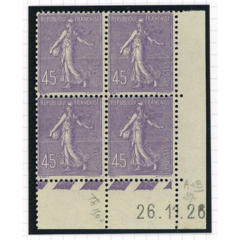 YT 197 - Neuf xx - Bloc de 4 - Coin date 26/11/26