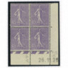 YT 197 - Neuf xx - Bloc de 4 - Coin date 26/11/26