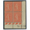 YT 199 - Neuf xx - Bloc de 4 - Coin date 10/10/30