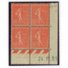 YT 199 - Neuf xx - Bloc de 4 - Coin date 24/11/31