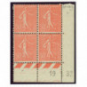 YT 199 - Neuf xx - Bloc de 4 - Coin date 19/1/32